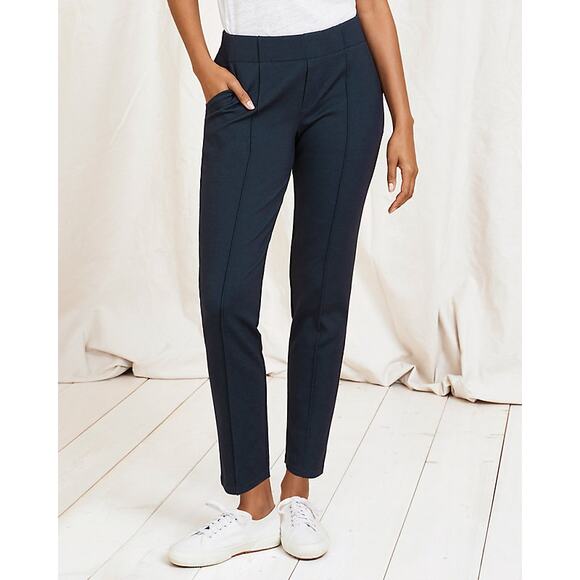 Garnet Hill Pants Size Large Blue Ponte Comfort Trousers Elastic Waist Classic - Picture 1 of 13